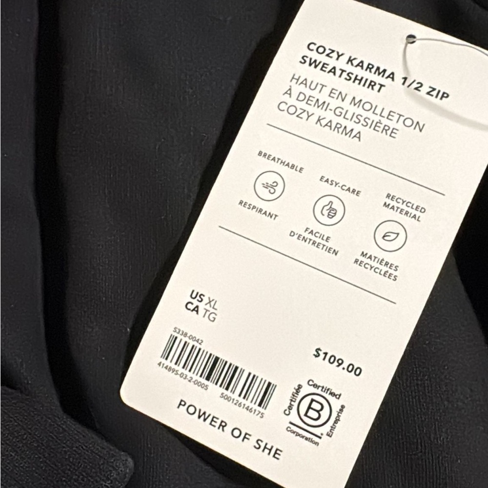 Athleta Cozy Karma 1/2 Zip Sweatshirt // Black - Picture 6 of 14